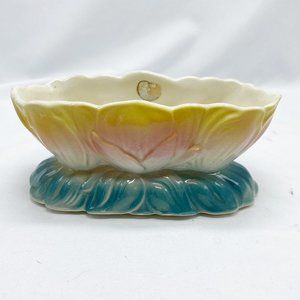 Vintage Royal Copley Lotus Flower Tulip Planter Pink Teal Blue Yellow Rainbow